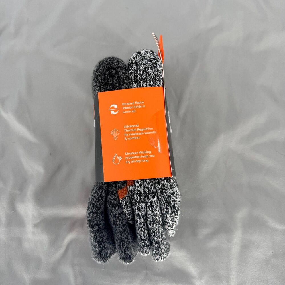 BASS Men's Socks Outdoor Brushed Fleece Lined Thermal Crew 2 Pairs - New - Picture 2 of 6
